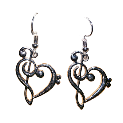 Treble Bass Clef Heart Earrings